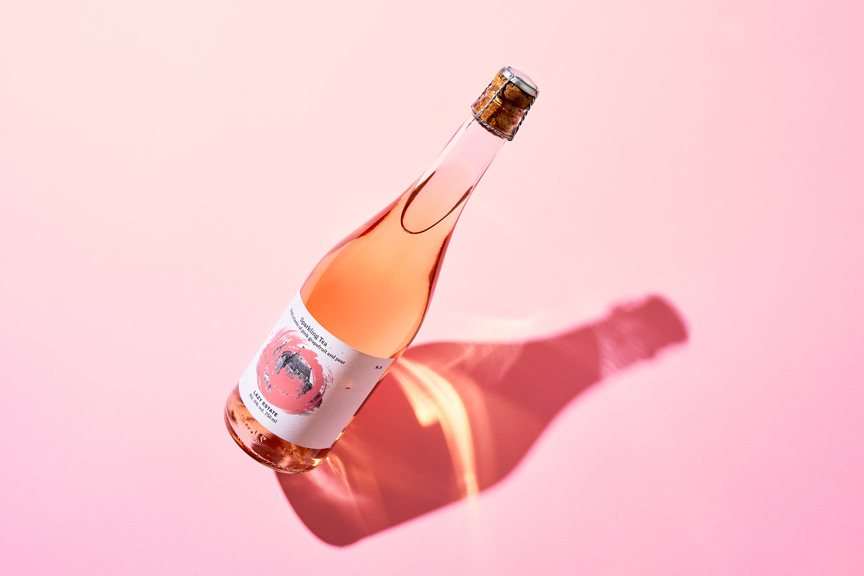 Neumeister packaging design bottle Sparkling Tea Pink Grapefruit & Pear Alcohol Free